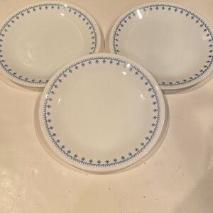 Vintage Corelle Snowflake Blue Set of 3 Sandwich Plates